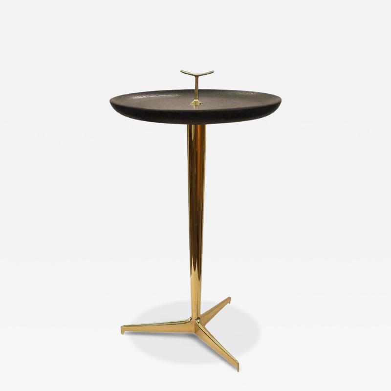 Giuseppe Ostuni Giuseppe Ostuni Attributed Brass Occasional Table with Lava StoneTop 1960s