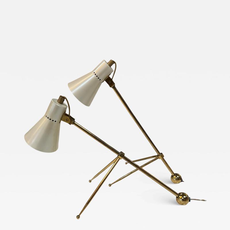 Giuseppe Ostuni Pair of Giuseppe Ostuni Style Italian Brass Table Lamps