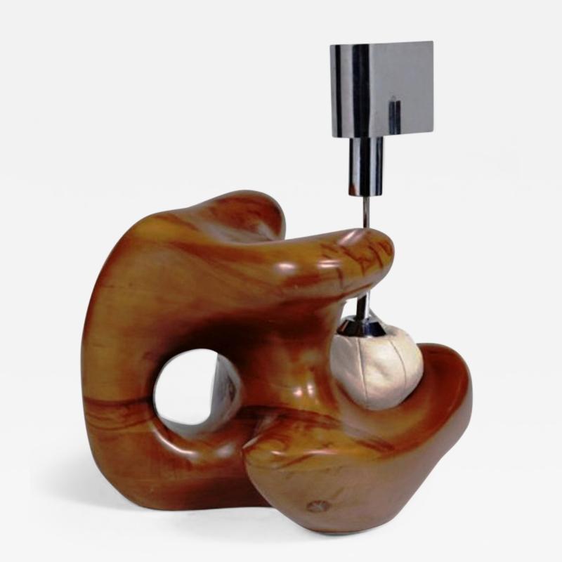 Giuseppe Pulcinelli 1970s Giuseppe Pulcinellis Sculptural Wood Lamp for Esperia