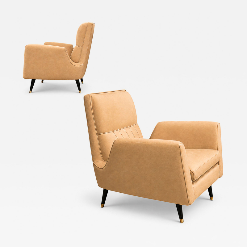 Giuseppe Scapinelli Armchairs in Hardwood Suede Brazil 1950s