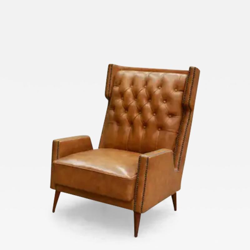 Giuseppe Scapinelli Brazilian Modern Armchair in Hardwood Leatherette Giuseppe Scapinelli 1950s