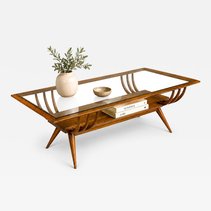 Giuseppe Scapinelli Brazilian Modern Coffee Table in Cavi na Wood Glass Giuseppe Scapinelli