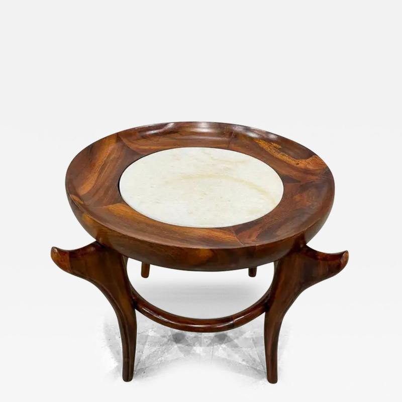 Giuseppe Scapinelli Brazilian Modern Side Table in Hardwood Marble by Giuseppe Scapinelli Brazil