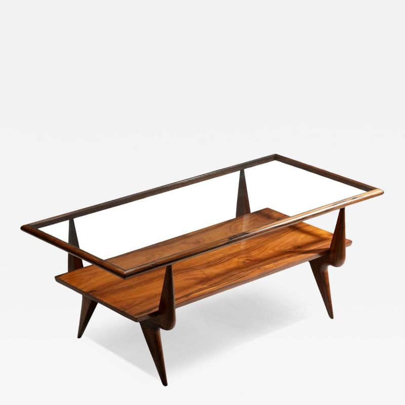 Giuseppe Scapinelli Coffee Table by Giuseppe Scapinelli in Caviuna and Glass Brazil 1950s