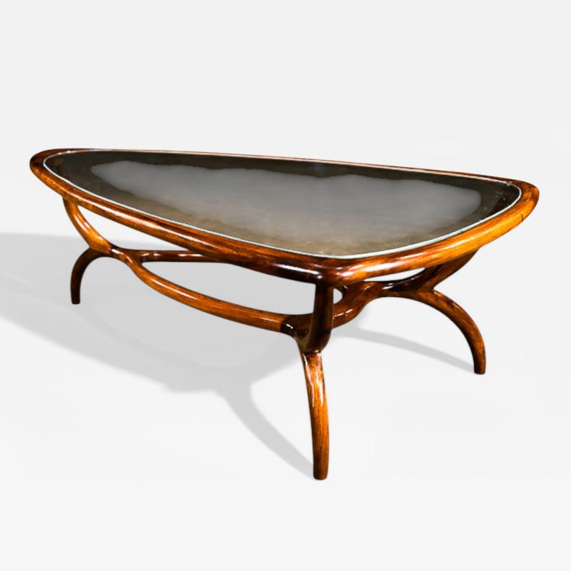 Giuseppe Scapinelli Egg Coffee Table in Caviuna Wood Glass by Giuseppe Scapinelli Brazil 1950s