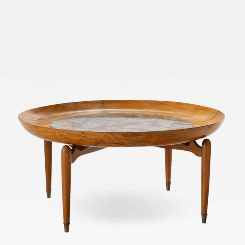 Giuseppe Scapinelli Giuseppe Scapinelli Round Coffee Table in Caviuna and Marble Brazil 1960s