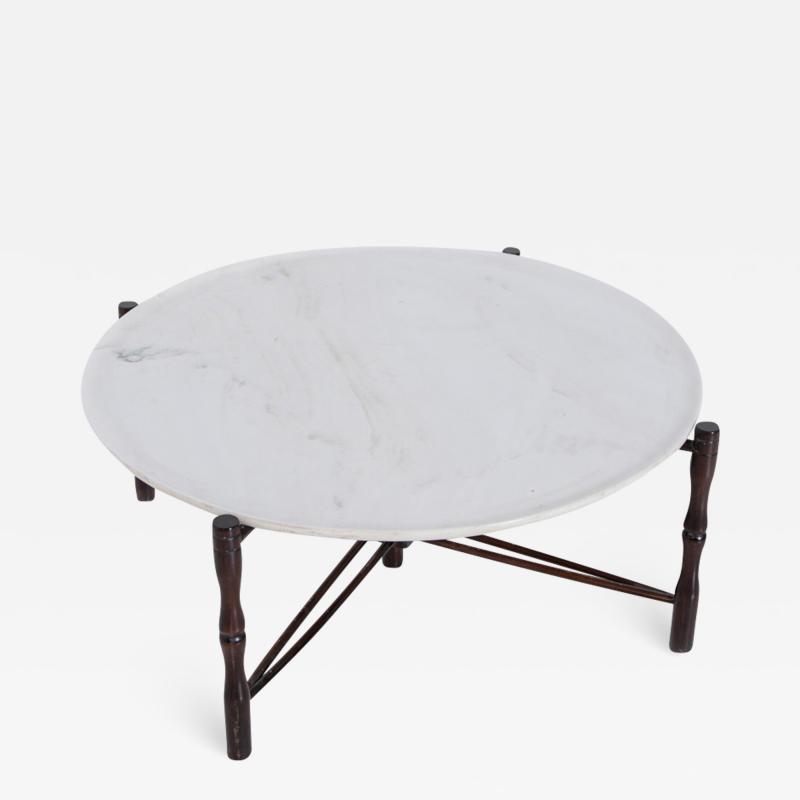 Giuseppe Scapinelli Italian coffee table by Giuseppe Scapinelli in wood and marble 1950s