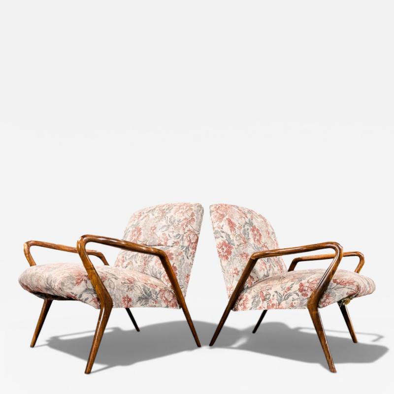 Giuseppe Scapinelli Pair of Brazilian Mid Century Armchairs in Caviuna wood Giuseppe Scapinelli
