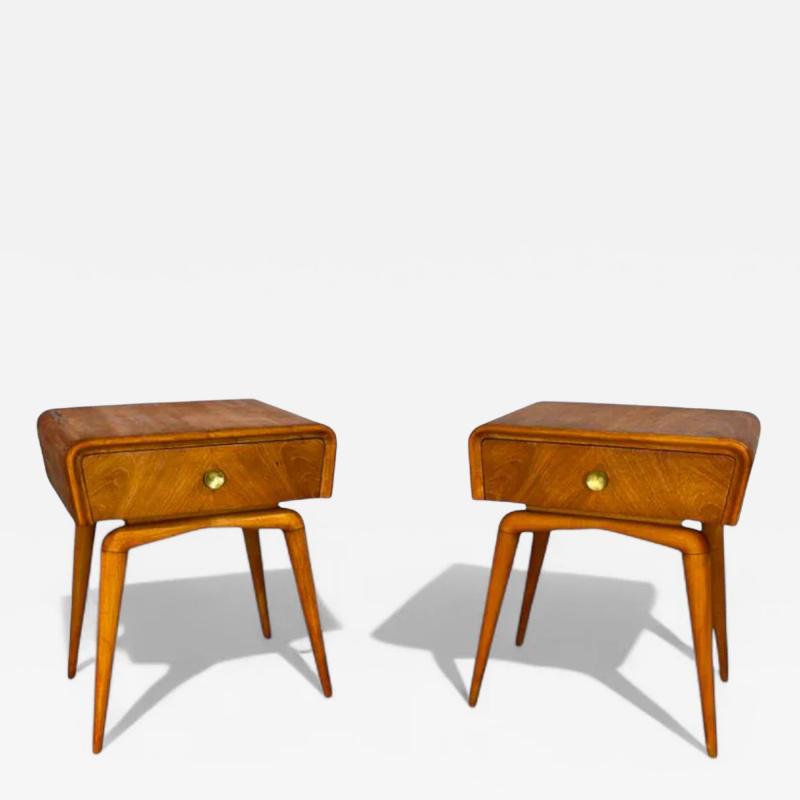 Giuseppe Scapinelli Pair of Nightstands in Yvory Wood Brass Giuseppe Scapinelli 1950s Lot 828