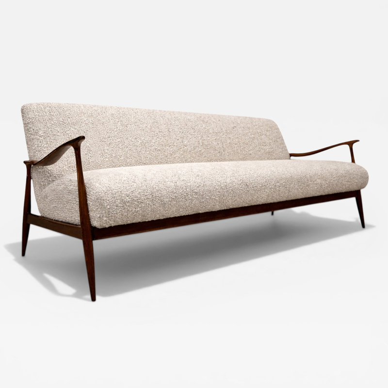 Giuseppe Scapinelli Rosewood Ivory Boucl Sofa by Giuseppe Scapinelli Brazil 1950s