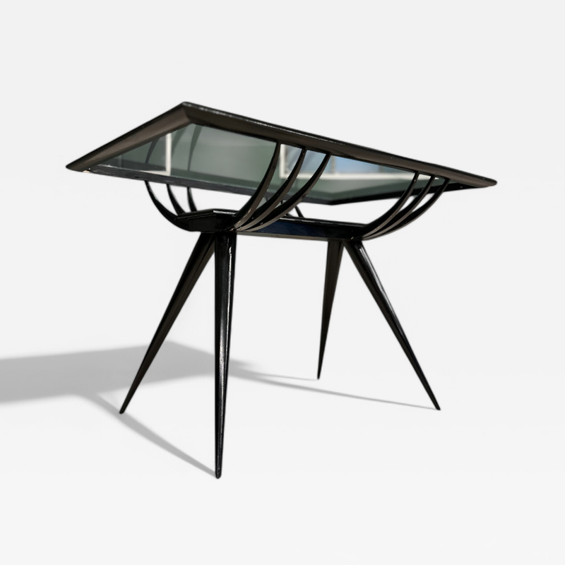 Giuseppe Scapinelli Side Table in Hardwood Glass Giuseppe Scapinelli 1950s