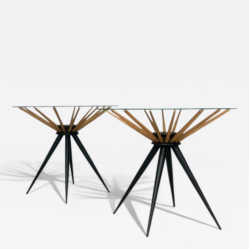 Giuseppe Scapinelli Side Tables in Two Tone Hardwood Glass Giuseppe Scapinelli 1950s Lot 768A