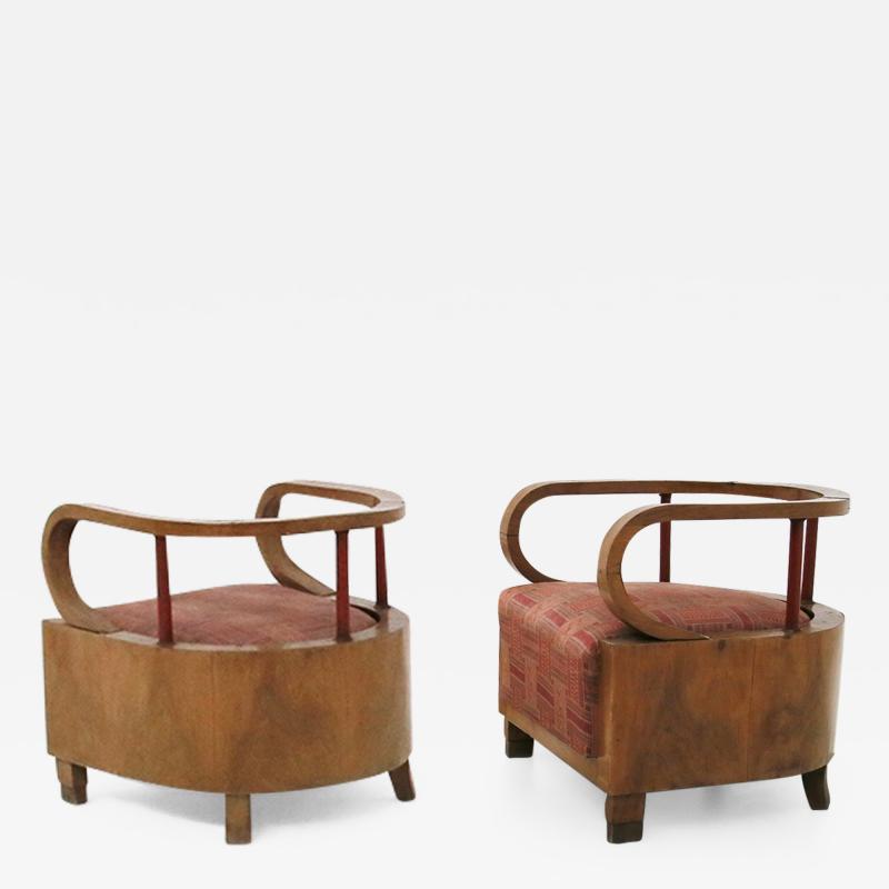 Giuseppe Terragni Pair of Italian Art Dec Armchairs attributed to Giuseppe Terragni 1920s