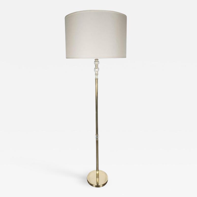 Glamorous Mid Century Modern Floor Lamp in Handblown Murano Glass and Brass