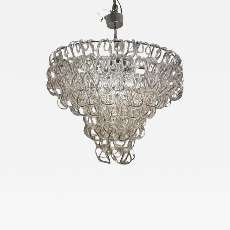 Glass Chandelier by Angelo Mangiarotti for Vistosi Italy 1970s