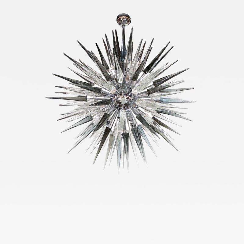 Glass Studio Murano Modernist Handblown Murano Glass Spiked Starburst Chandelier