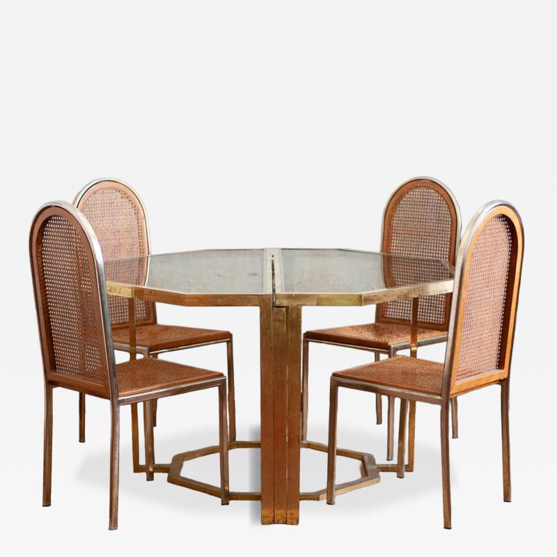 Glass and Brass Dining Set 1970s