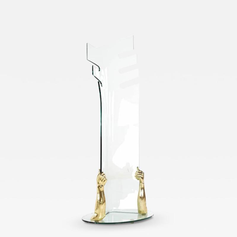 Glass and Brass Hands Coat Rack