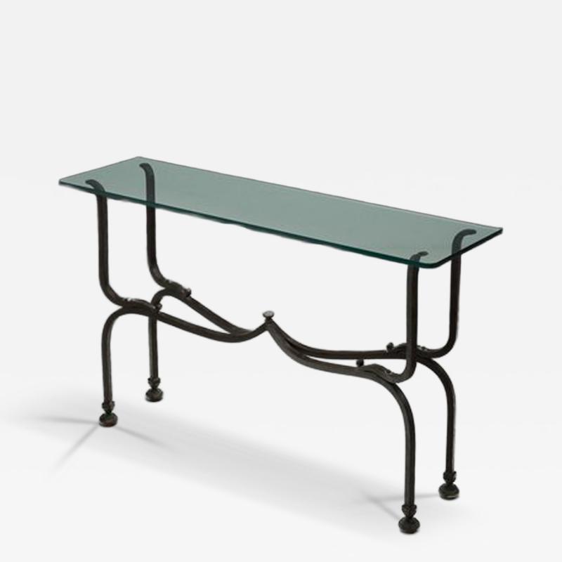 Glass and Iron Savonarola Side Table Italy 1960s