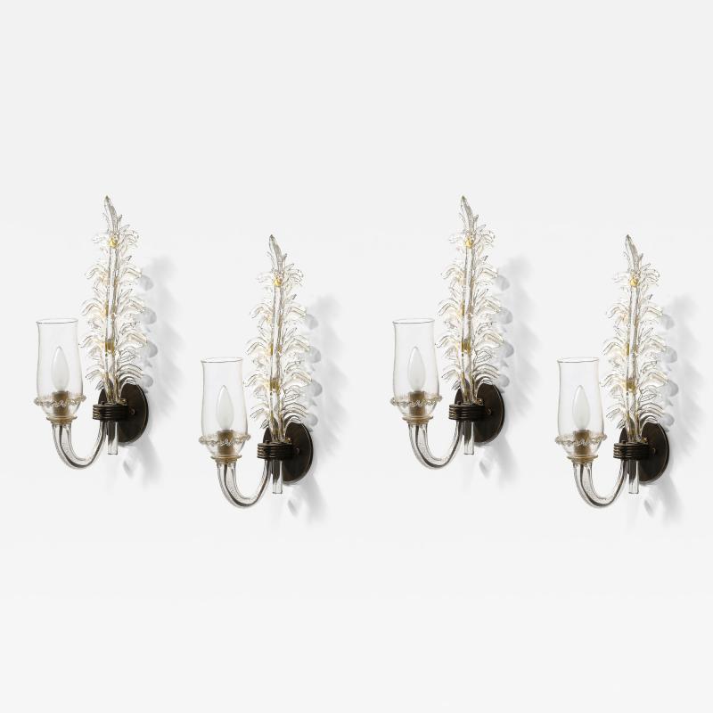 Glass and Metal Sconces by Seguso Verti DArte Italy c 1948