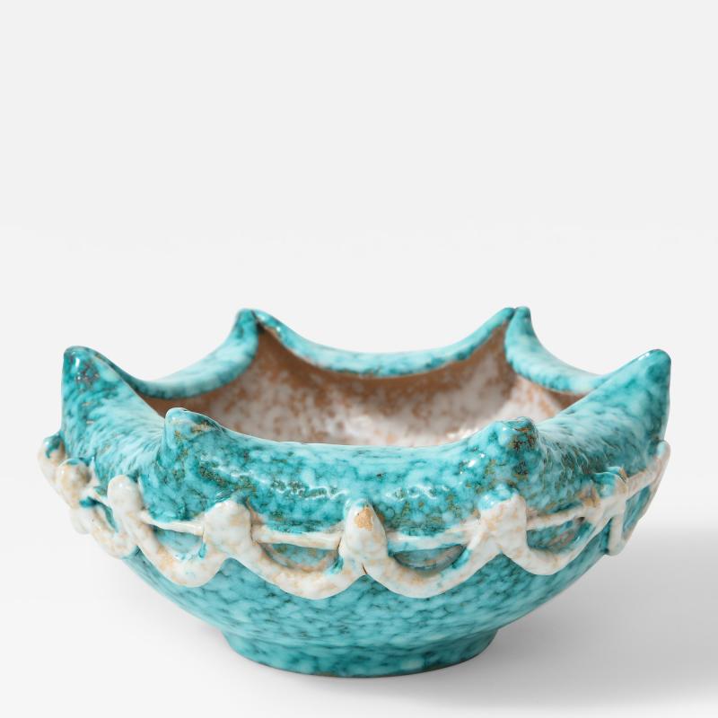 Glazed Ceramic Bowl in the Manner of Gustave Asch Sainte Radegonde Italy