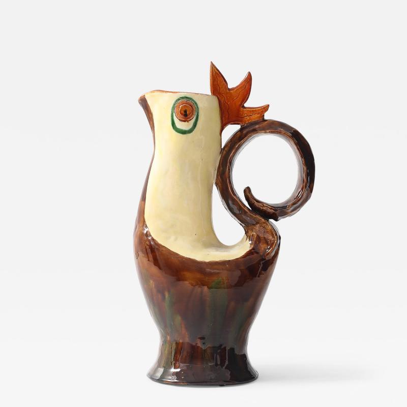 Glazed Ceramic Pitcher France 1951