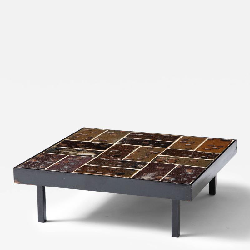 Glazed Ceramic Tile Coffee Table Belgium c 1960
