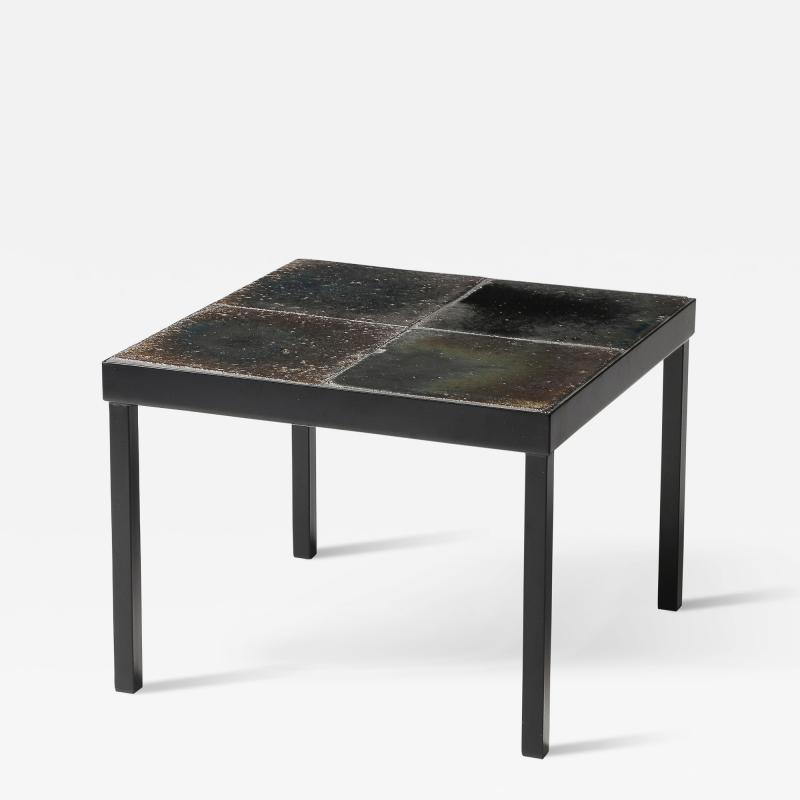 Glazed Ceramic and Steel Side Table Italy c 1960