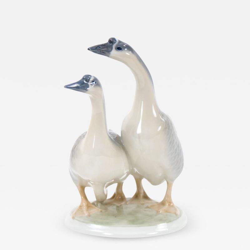 Glazed Porcelain Royal Copenhagen Decorative Pair Duck Decorative Sculpture