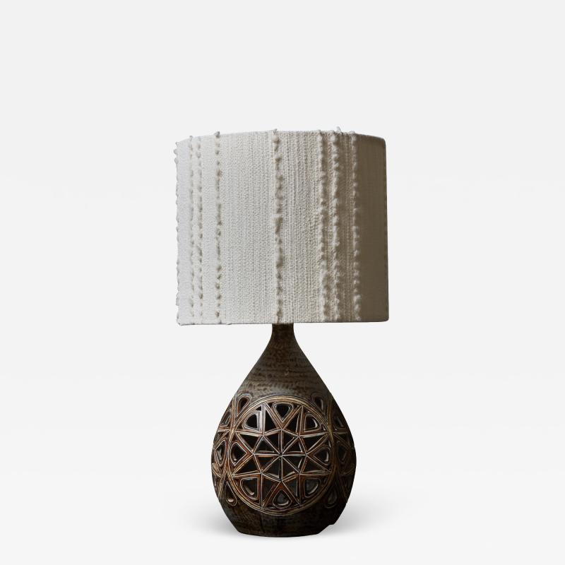 Glazed Sandstone Table Lamp with Openworks