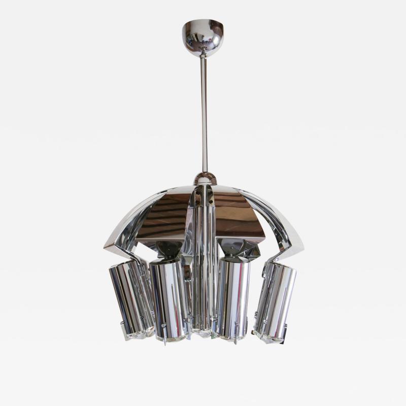 Goffredo Reggiani Chromed Chandelier Pendant Ceiling Lamp Attributed to Goffredo Reggiani 1970s