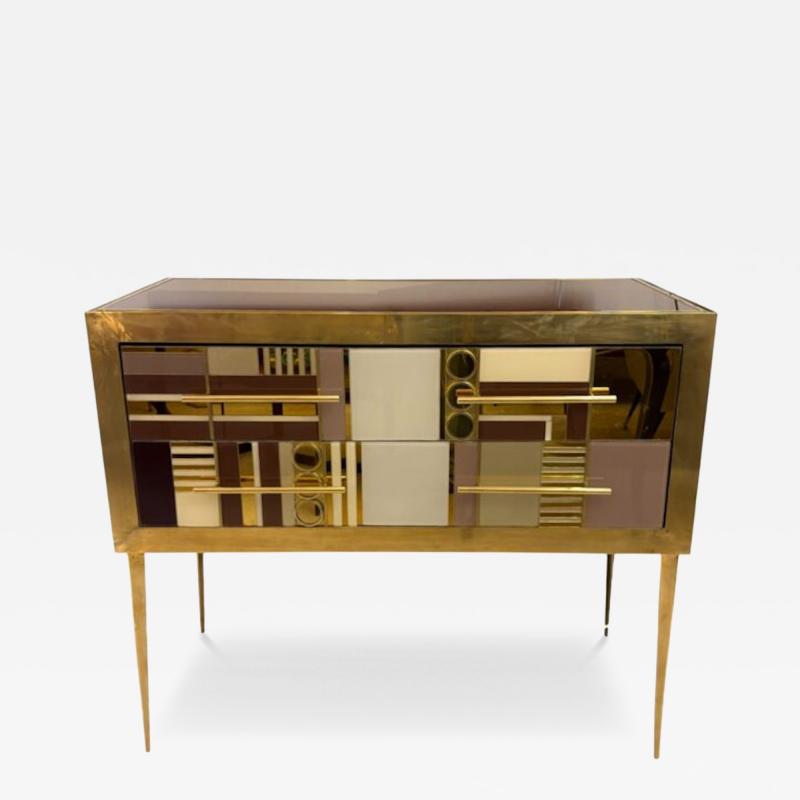 Gold Burgundy and Pink Murano Glass Sideboard