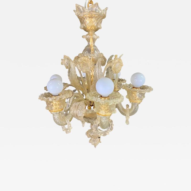 Gold Dust Murano Daffodil Chandelier 6 Arms