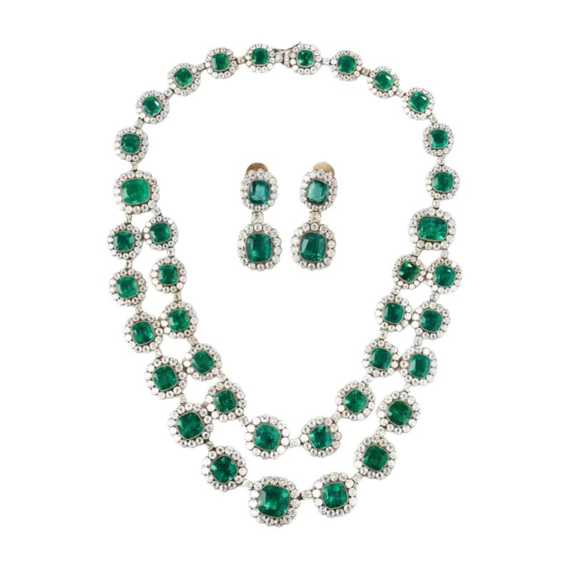 Gold Emerald And Diamond Parure In The Late Empire Style