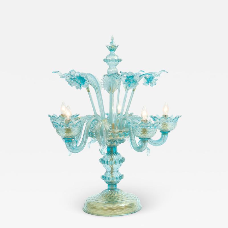 Gold Flecks Design with Brass Base Venetian Flambeau Table Lamp