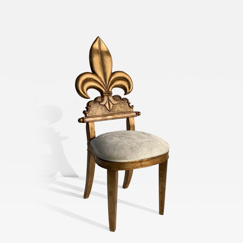 Gold Leaf Fleur de Lis Vanity Chair