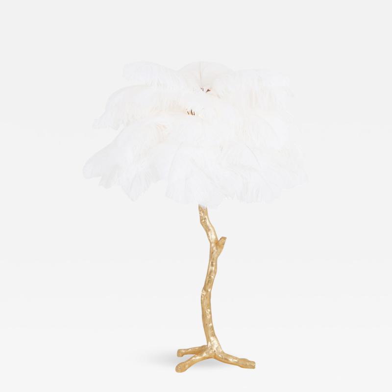 Gold Palm Tree Lamp With White Feathers 2018