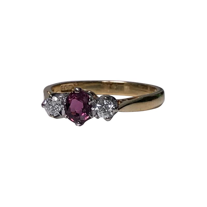 Gold Ruby and Diamond Ring London 1986 