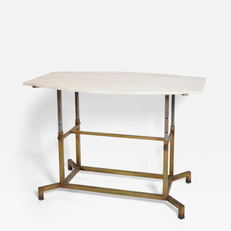 Golden iron and iron and travertine table 1970s 