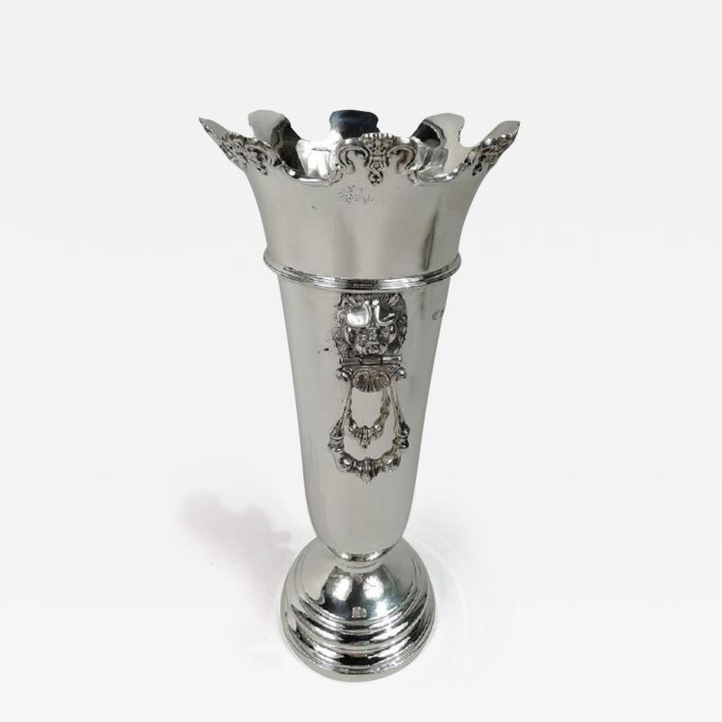 Goldsmiths Silversmiths Company Antique English Edwardian Neoclassical Sterling Silver Vase 1912