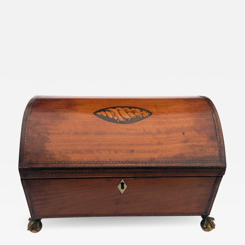 Good Federal domed top box with shell and banded inlay