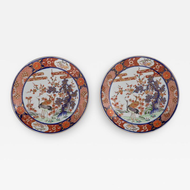 Good Pair of Meiji Period Imari Chargers Yamatoku Kiln Saga Prefecture