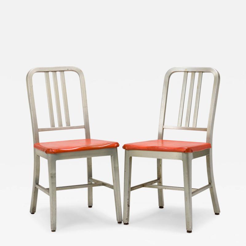 GoodForm Pair Of Goodform American Mid Century Aluminum And Red Vinyl Side Chairs