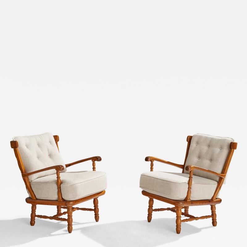 Goperts Lounge Chairs with Pine and Fabric Sweden 1950s