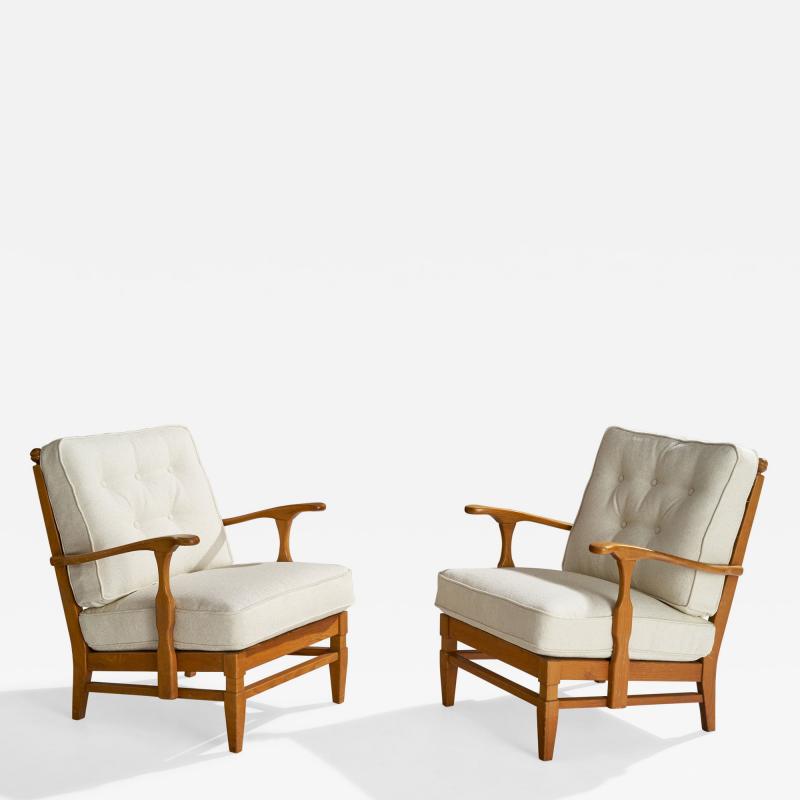 Goperts mobler Lounge Chairs with Pine and Fabric Sweden 1940s