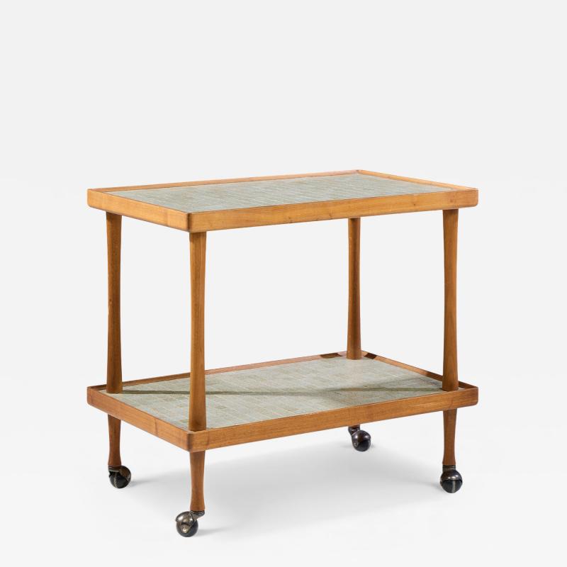 Gordon Jane Martz Jane and Gordon Martz for Marshall Studios Mid Century Walnut and Tile Bar Cart