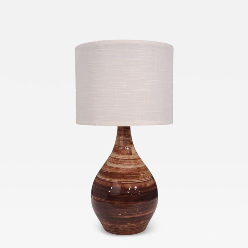 Gordon Jane Martz Large Table Lamp Brown Glazed Ceramic USA 1960s