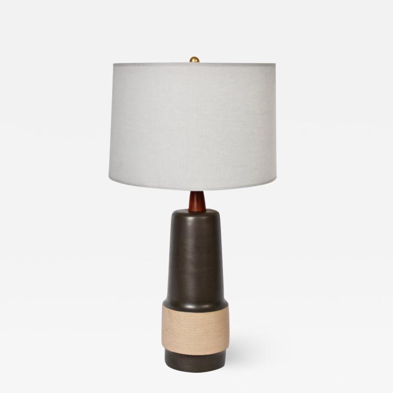 Gordon Jane Martz Tall Jane Gordon Martz Hand Textured Two Tone Glazed Stoneware Table Lamp