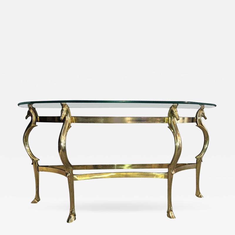 Gorgeous Italian Brass Seahorse Console Table