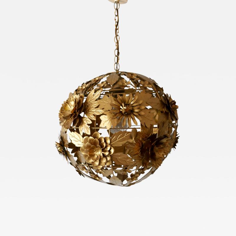 Gorgeous Mid Century Modern Gilt Metal Floral Pendant Lamp Germany 1960s